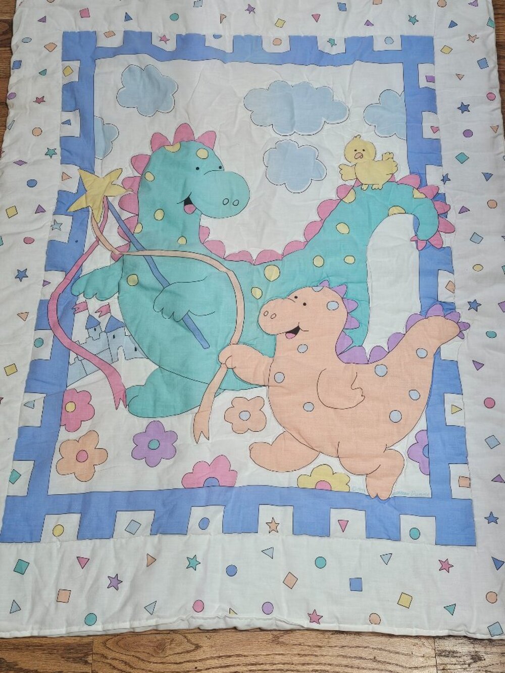 Baby Infant Blanket Lovey Dandee Dan Dee Kathleen Dunne Dinosaur Shapes Castle